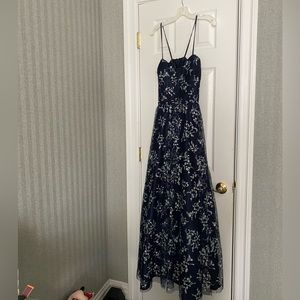 Navy Blue Floral Gown